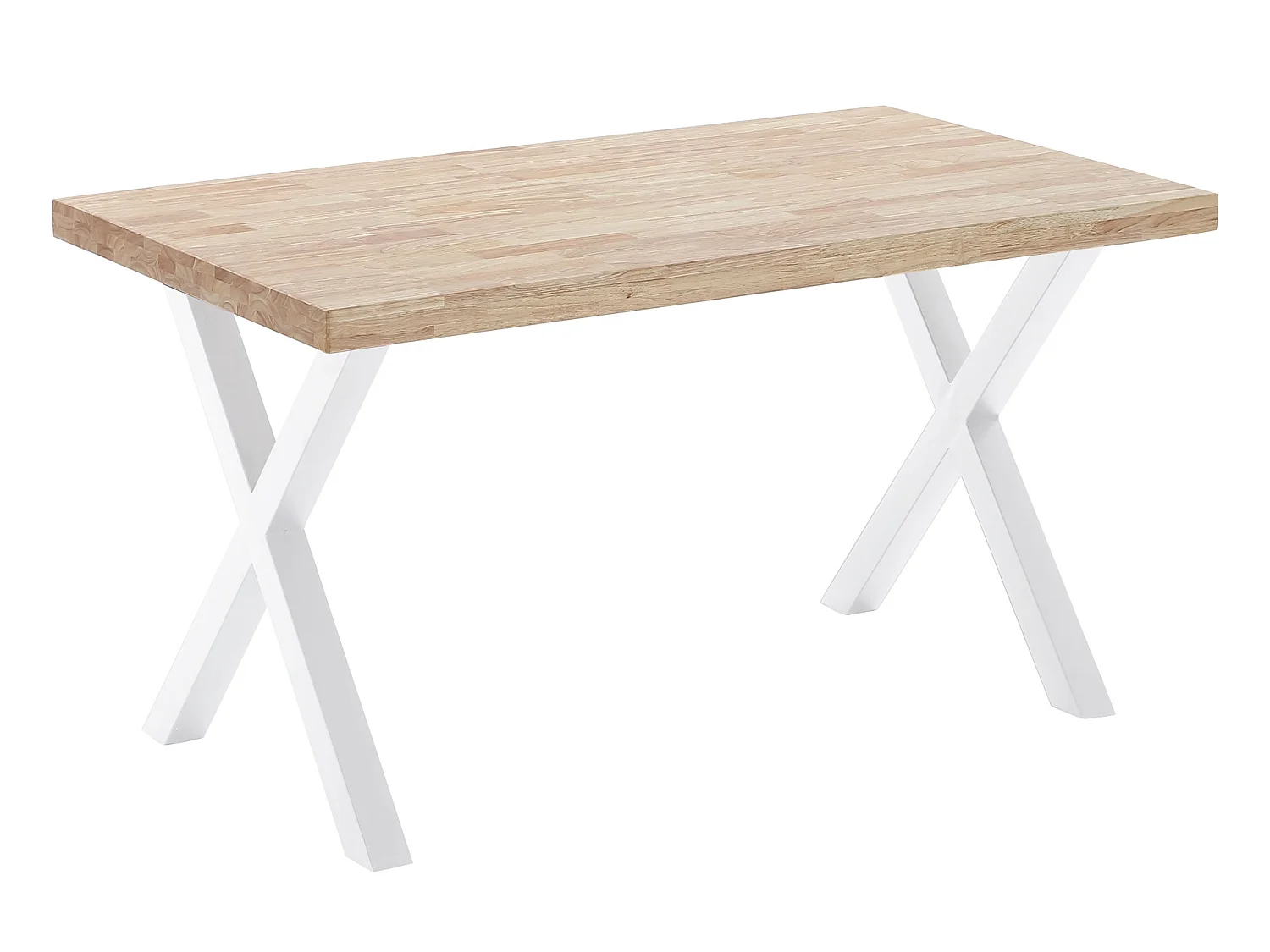 Table à manger coloris chêne nordique / pieds blanc , Longueur 140 x largeur 80 cm x Hauteur 76 cm