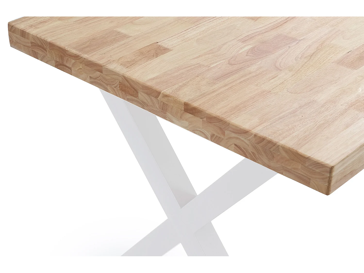 Table à manger coloris chêne nordique / pieds blanc , Longueur 140 x largeur 80 cm x Hauteur 76 cm