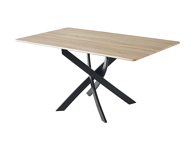 Table à manger coloris chêne / pieds noir , Longueur 140 x largeur 80 cm x Hauteur 75 cm