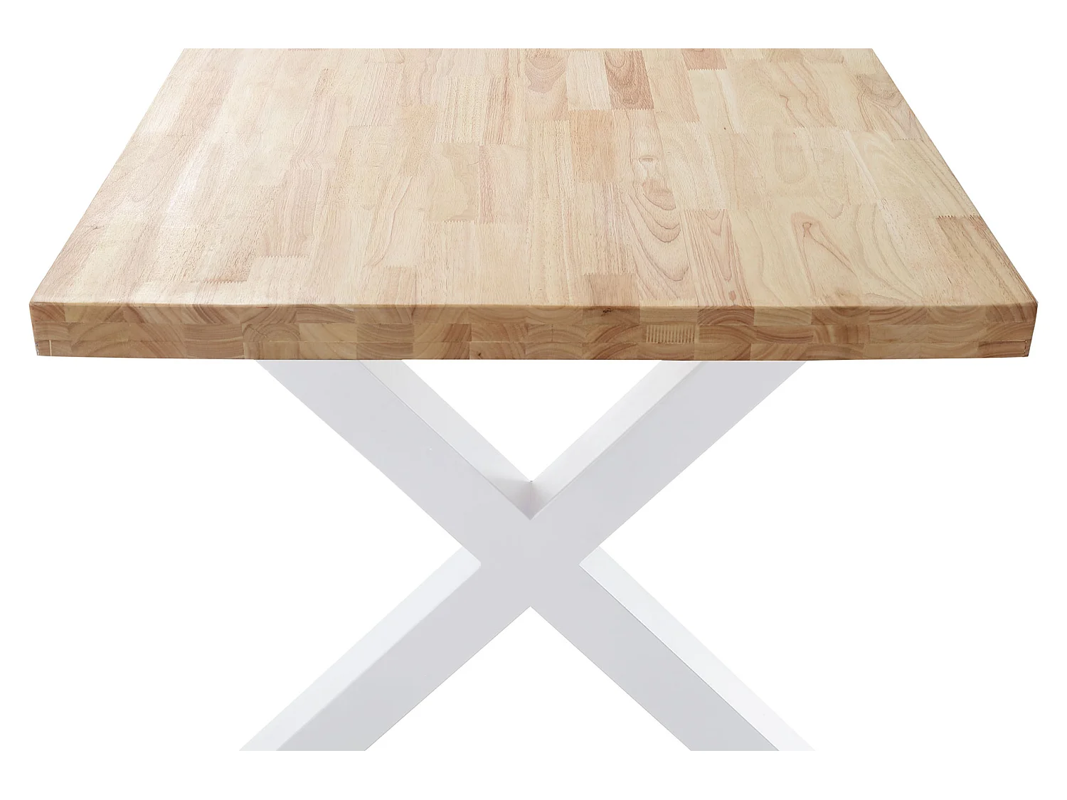 Table à manger en bois coloris chêne nordique / pieds blanc - Longueur 160 x profondeur 90 x hauteur 76 cm