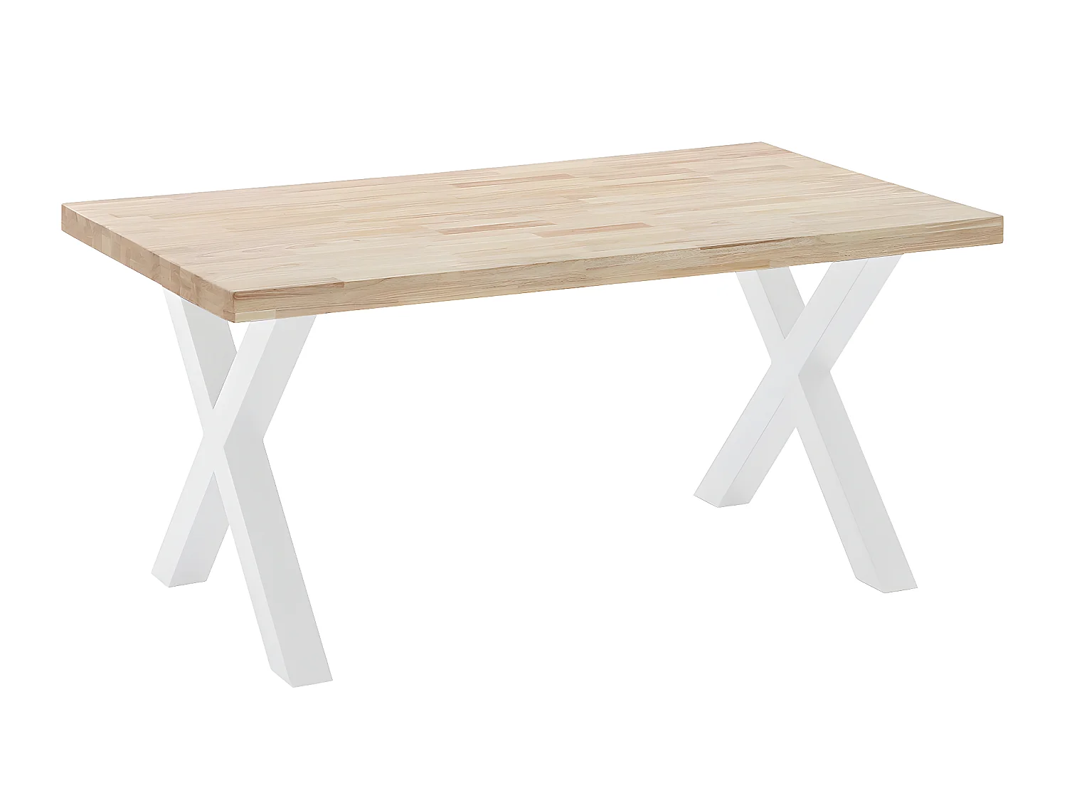 Table à manger en bois coloris chêne nordique / pieds blanc - Longueur 160 x profondeur 90 x hauteur 76 cm