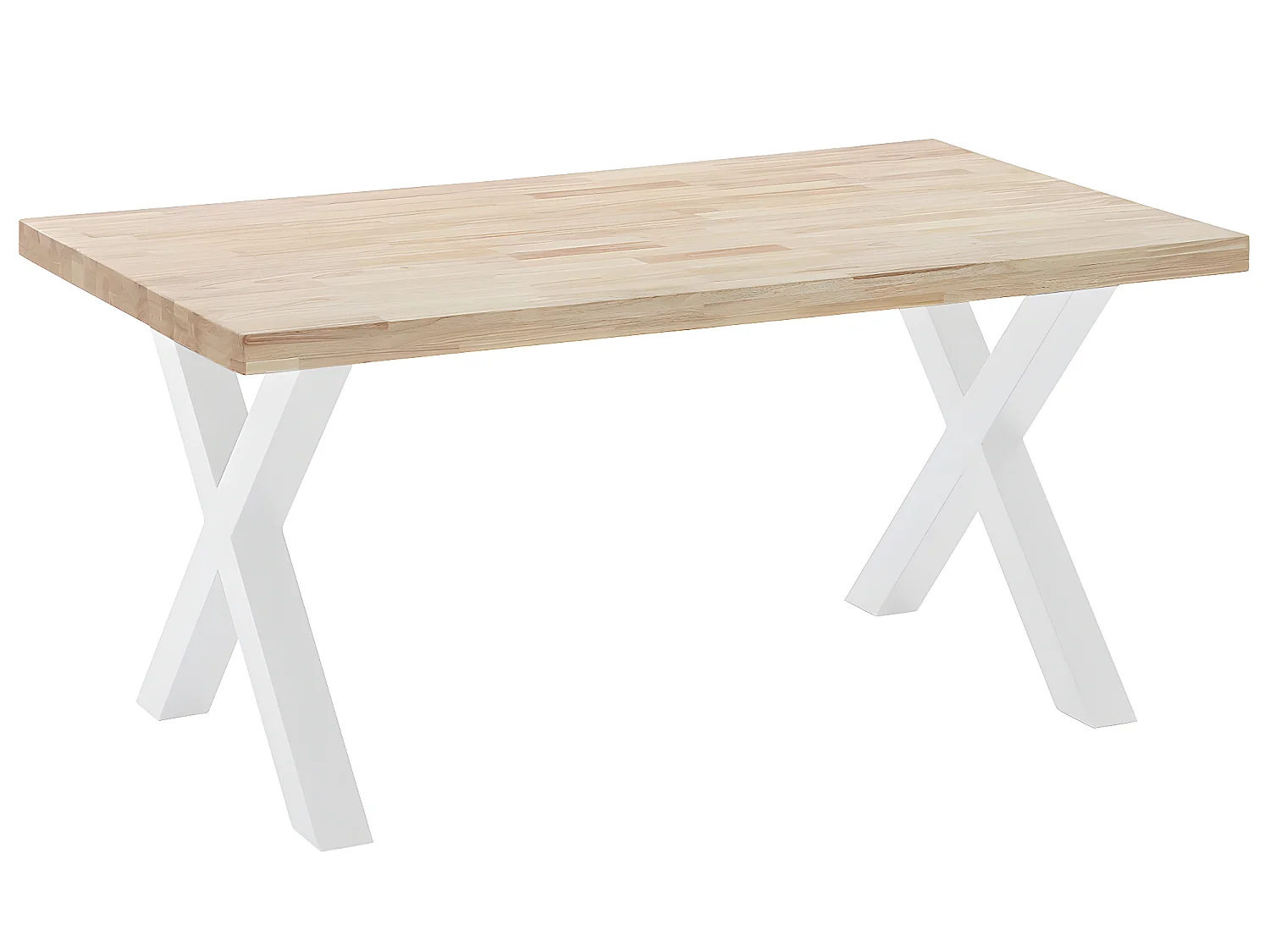 Table à manger en bois coloris chêne nordique / pieds blanc - Longueur 160 x profondeur 90 x hauteur 76 cm