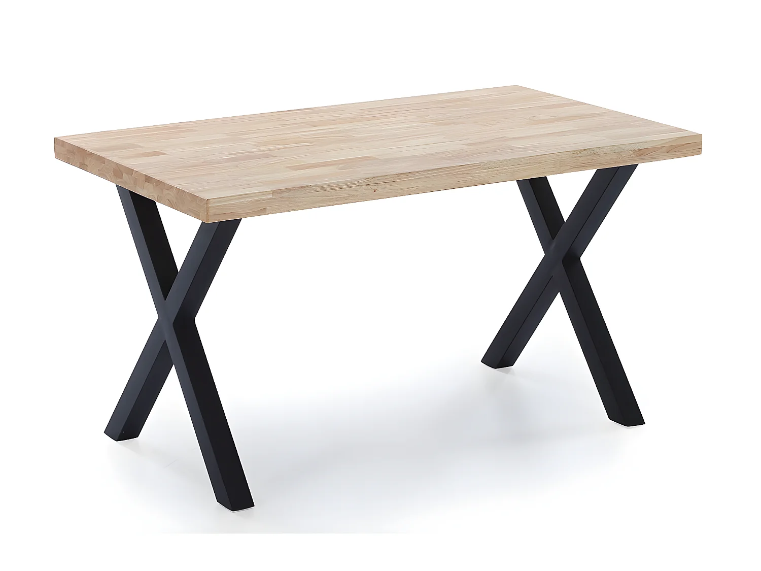 Table à manger en bois coloris chêne / pieds noir - Longueur 140 x profondeur 80 x hauteur 76 cm