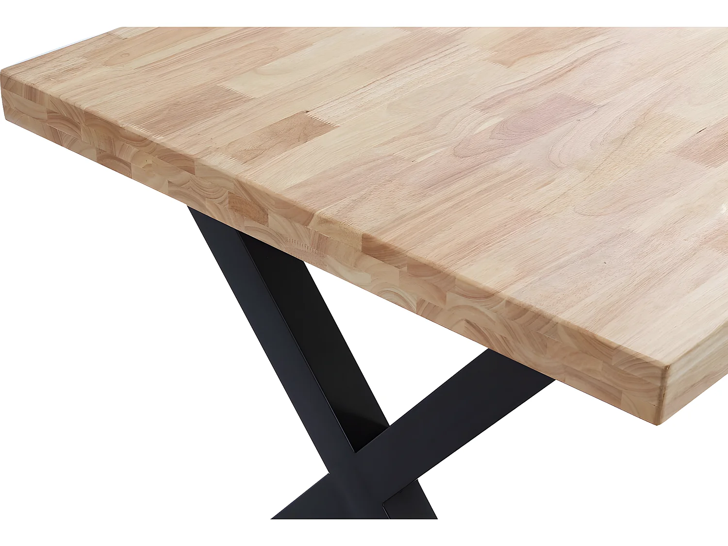 Table à manger en bois coloris chêne / pieds noir - Longueur 140 x profondeur 80 x hauteur 76 cm