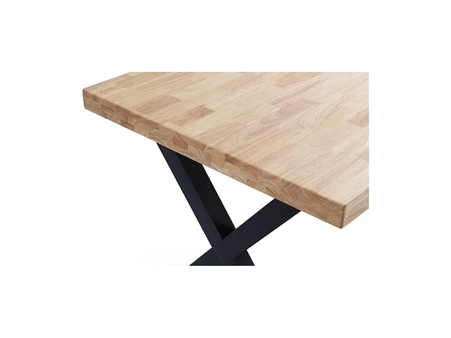 Table à manger en bois coloris chêne / pieds noir - Longueur 140 x profondeur 80 x hauteur 76 cm