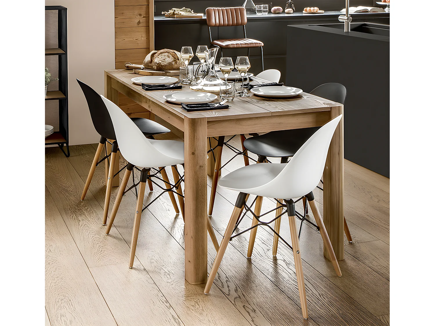 Table à manger / table repas coloris naturel - Longueur 160 x Profondeur 79,5 x Hauteur 76 cm