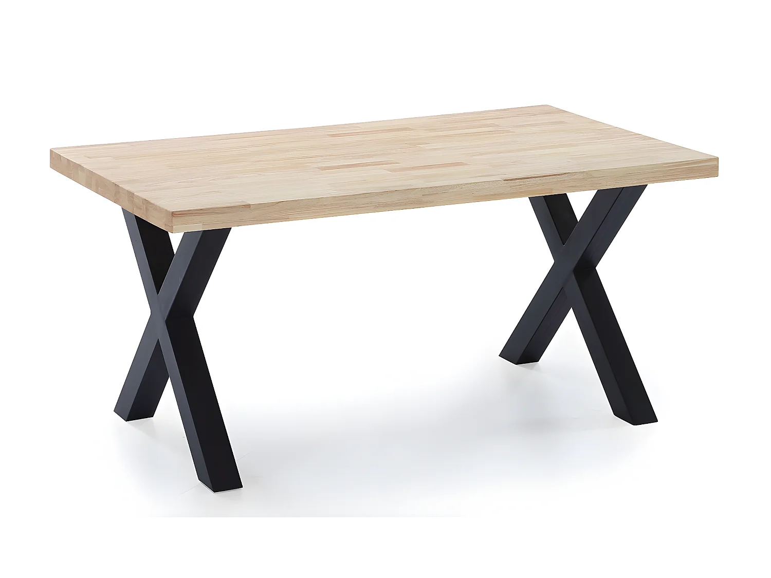 Table à manger en bois coloris chêne / pieds noir - Longueur 160 x profondeur 90 x hauteur 76 cm