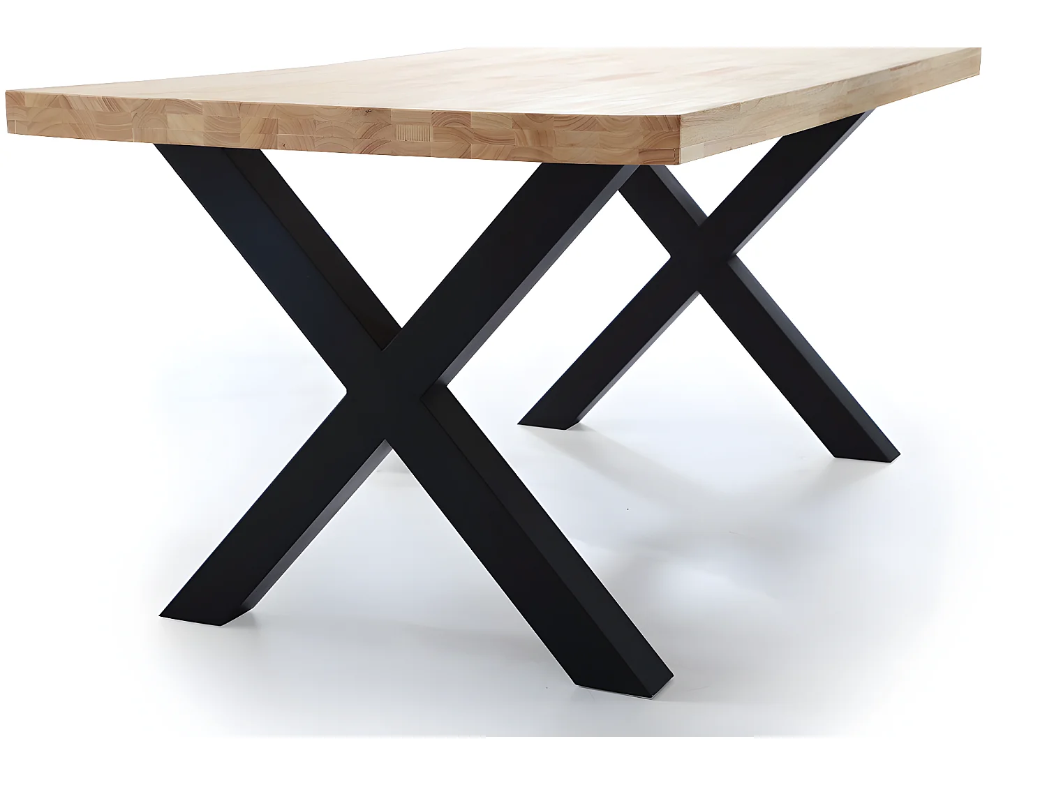 Table à manger en bois coloris chêne / pieds noir - Longueur 160 x profondeur 90 x hauteur 76 cm