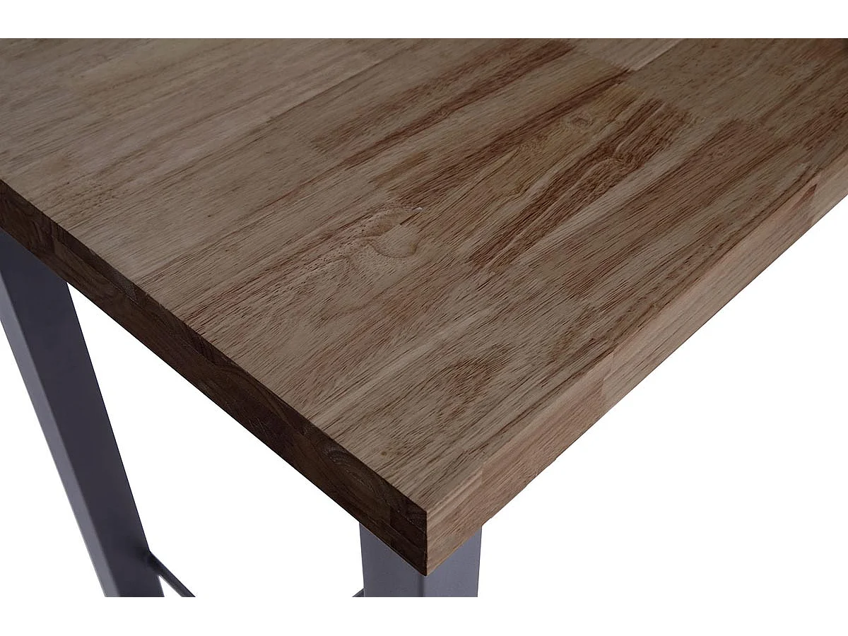 Table haute en bois coloris chêne américain / pieds noir - Longueur 120 x profondeur 70 x Hauteur 100 cm