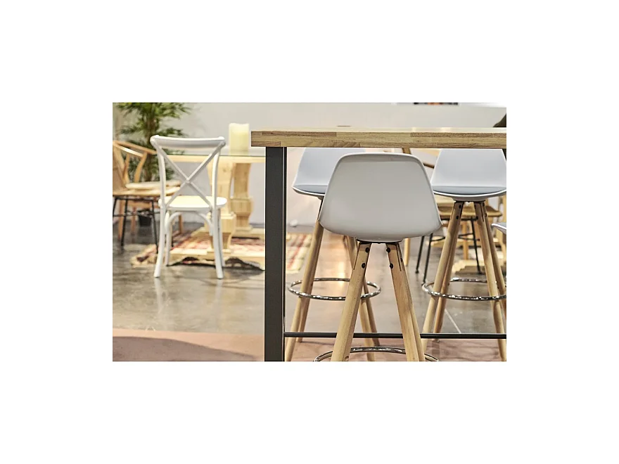 Table haute en bois coloris chêne nordique / pieds noir - Longueur 120 x profondeur 70 x  Hauteur 100 cm