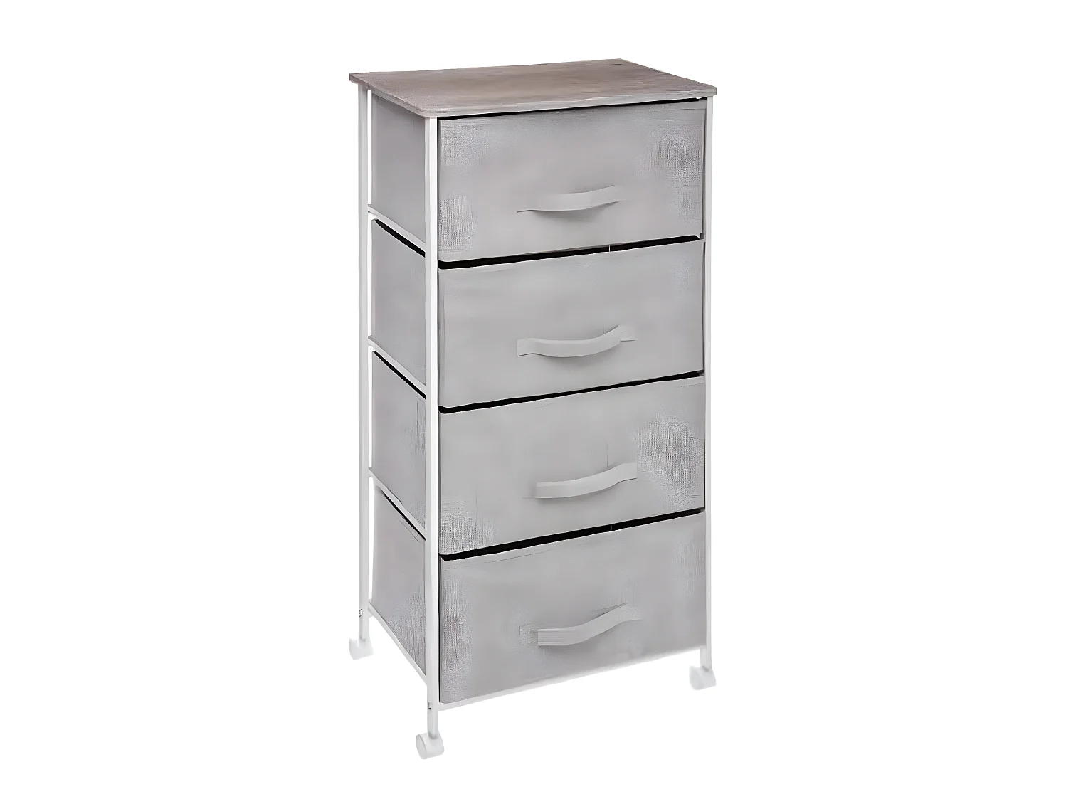 Meuble de rangement 4 tiroirs de couleur gris clair - L.45 x P.30 x H.96 cm