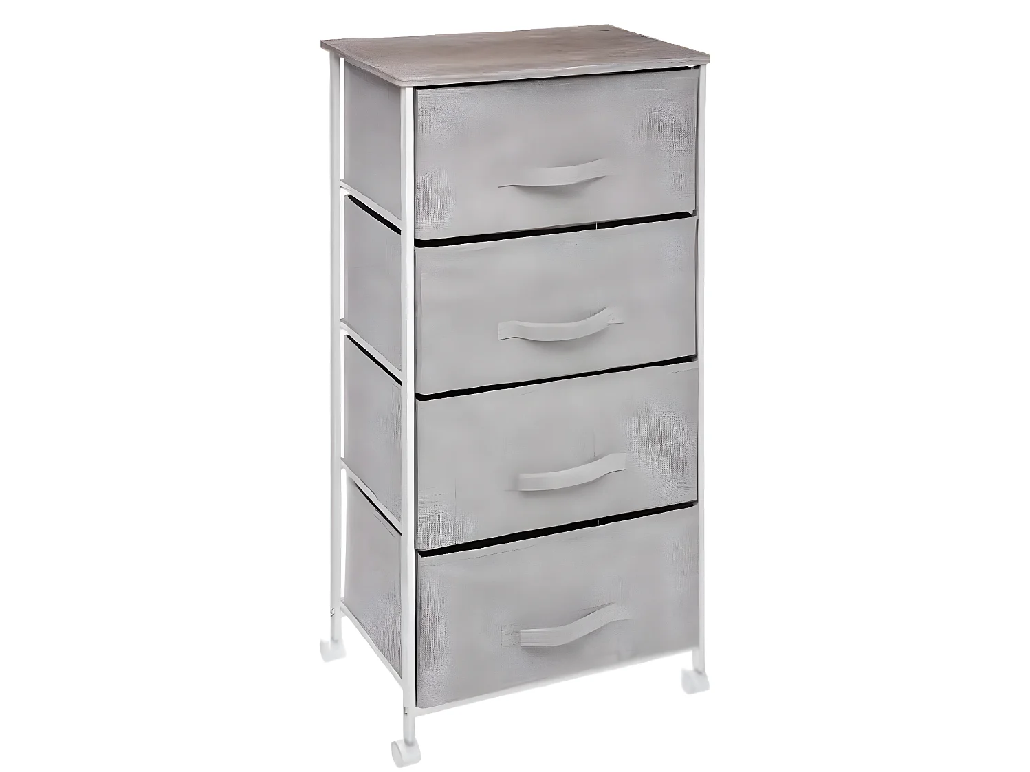 Meuble de rangement 4 tiroirs de couleur gris clair - L.45 x P.30 x H.96 cm