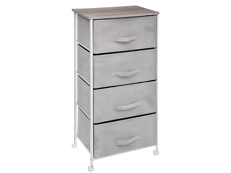 Meuble de rangement 4 tiroirs de couleur gris clair - L.45 x P.30 x H.96 cm