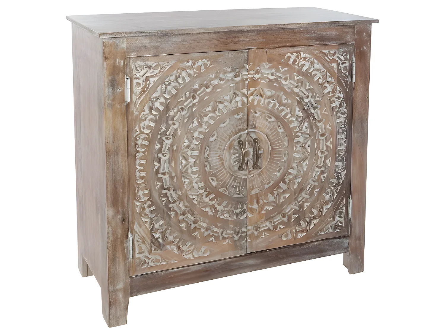 Buffet avec 2 portes en métal coloris marron - Longueur 90 x Profondeur 40 x Hauteur 90 cm