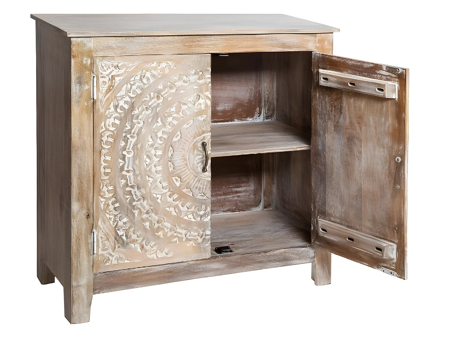 Buffet avec 2 portes en métal coloris marron - Longueur 90 x Profondeur 40 x Hauteur 90 cm