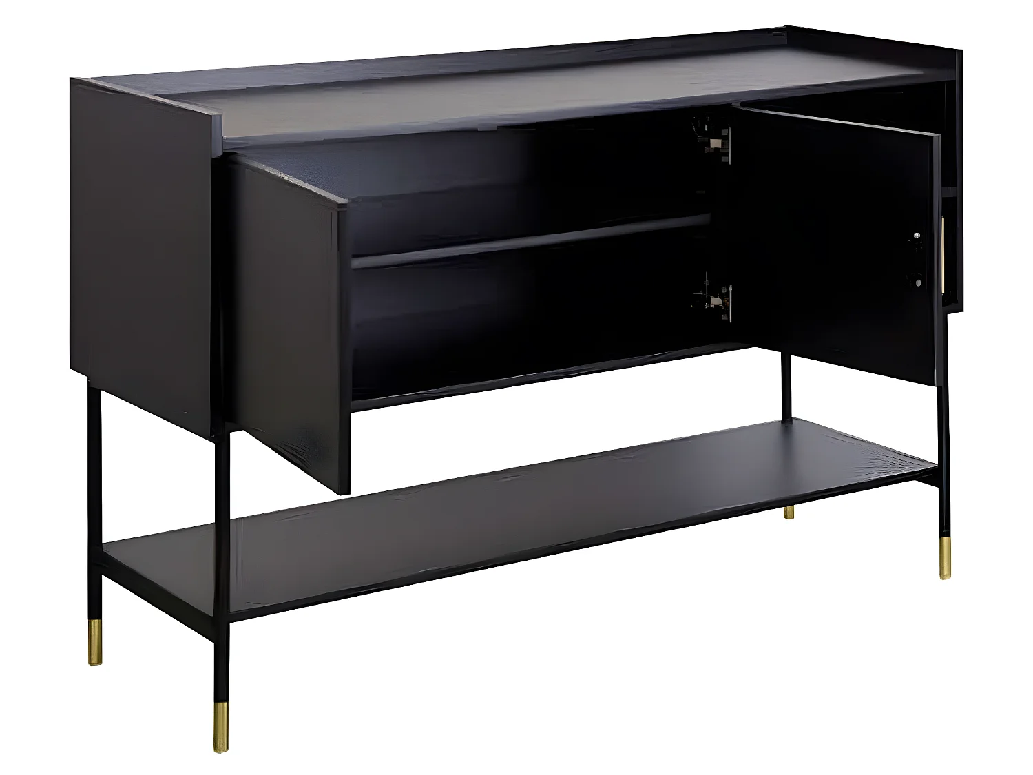 Buffet avec 2 portes en bois / fer coloris noir - Longueur 120 x Profondeur 40 x Hauteur 80 cm