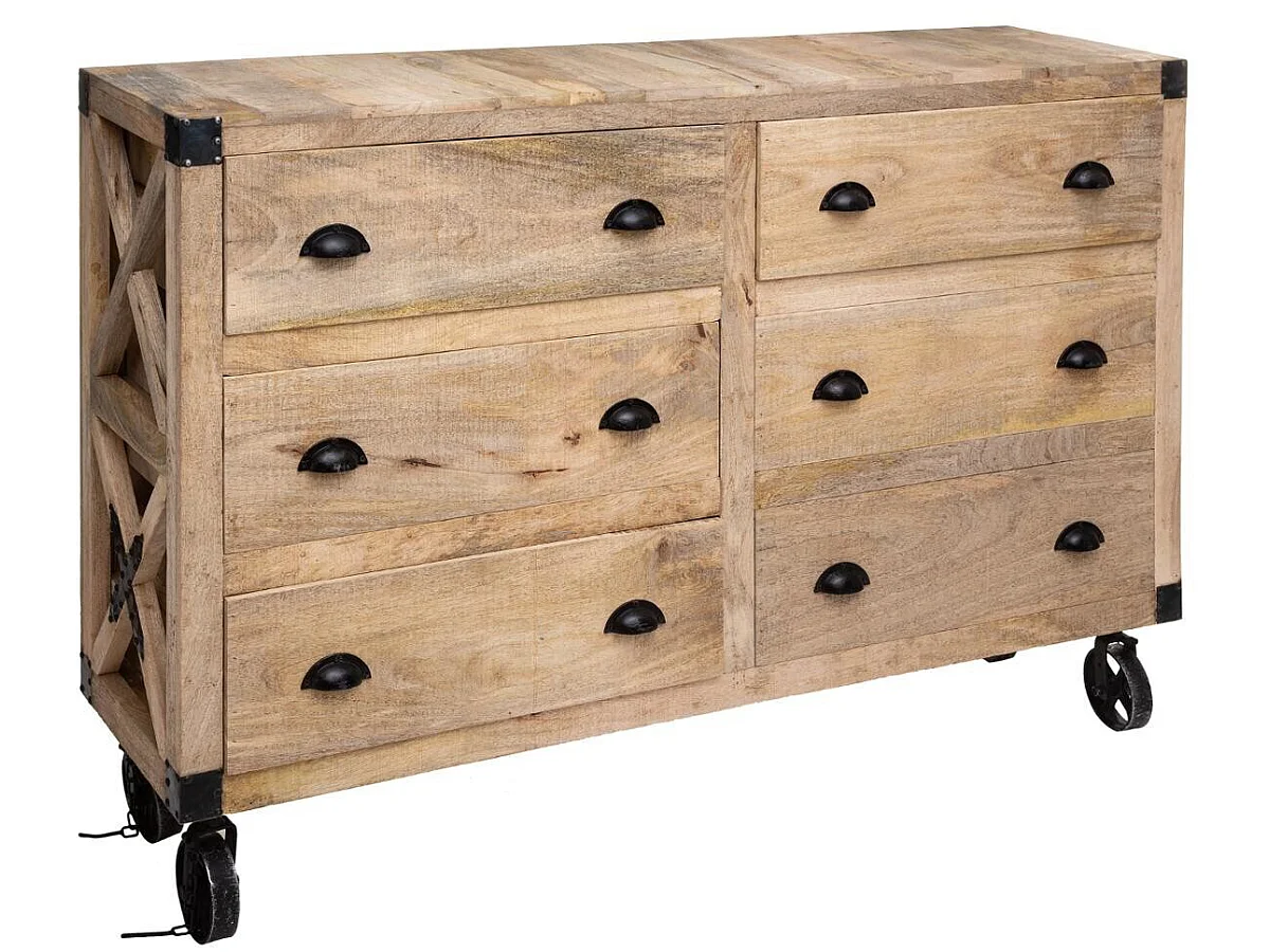 Buffet en bois de manguier coloris stable - Longueur 150 x Profondeur 40,3 x Hauteur 104,5 cm