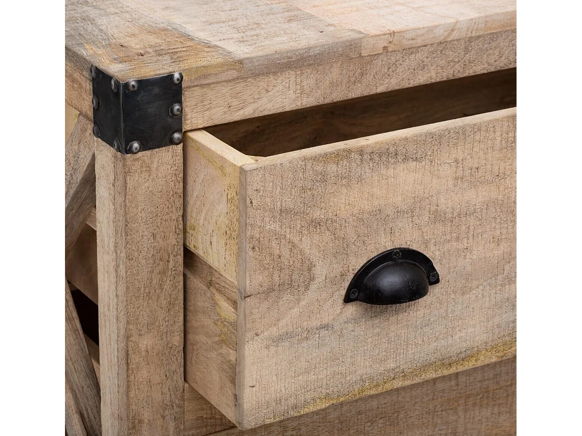 Buffet en bois de manguier coloris stable - Longueur 150 x Profondeur 40,3 x Hauteur 104,5 cm