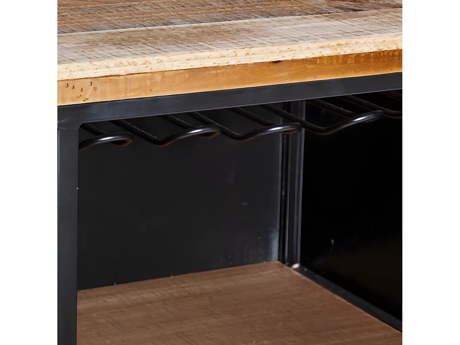 Buffet 1 porte en métal et bois coloris noir - Longueur 80 x Profondeur 42,5 x Hauteur 85 cm