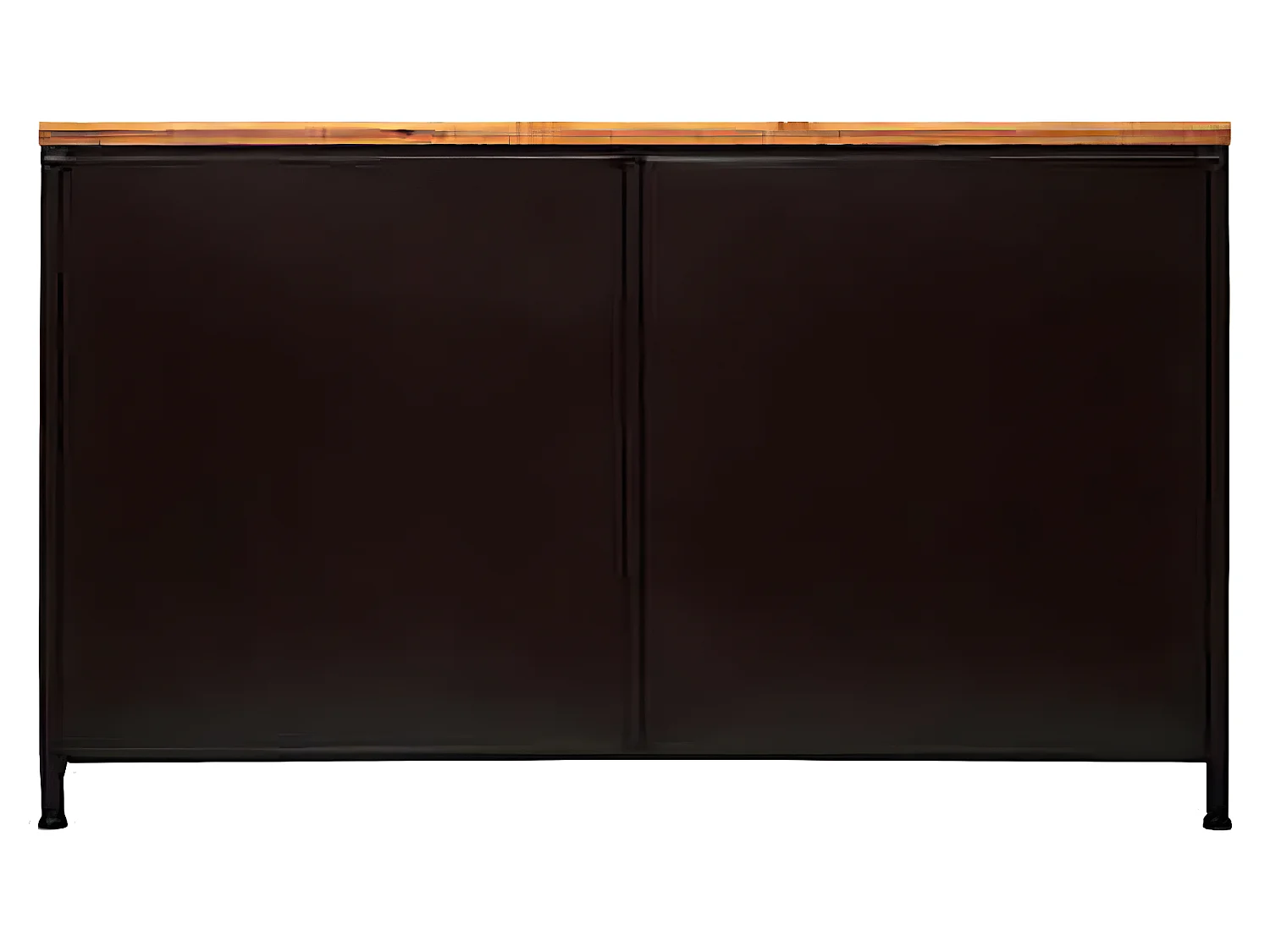 Buffet 2 portes en fer et bois coloris noir - Longueur 140 x P. 42,5 x Hauteur 85 cm