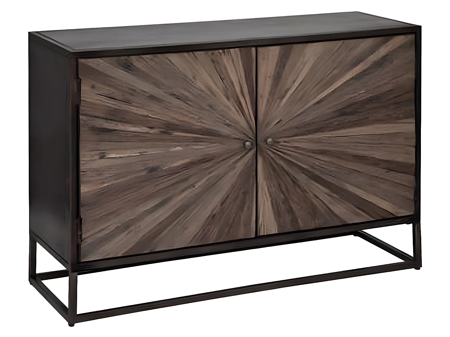 Buffet avec 2 portes en bois / fer coloris marron - Longueur 115 x Profondeur 40 x Hauteur 80 cm