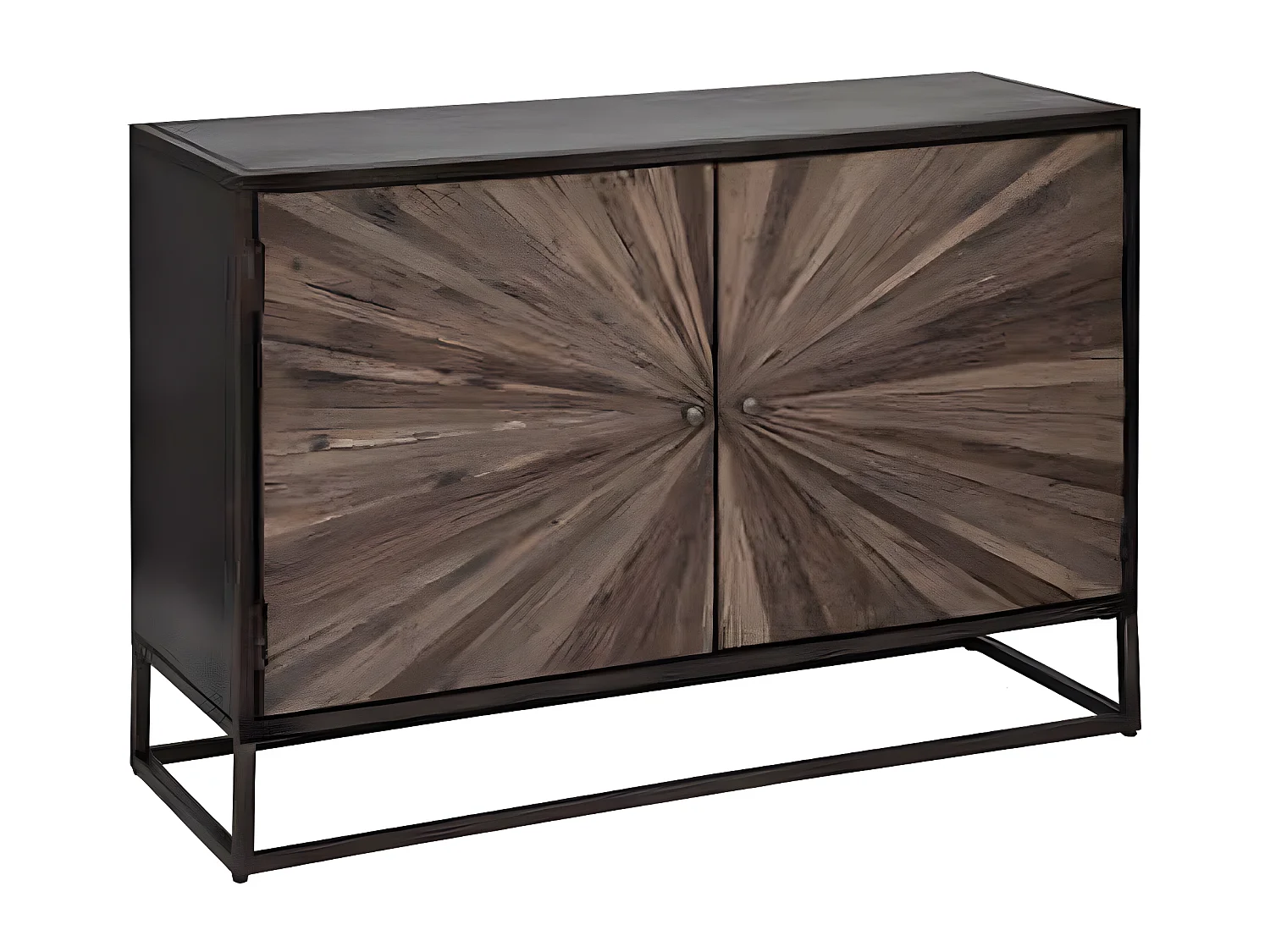 Buffet avec 2 portes en bois / fer coloris marron - Longueur 115 x Profondeur 40 x Hauteur 80 cm