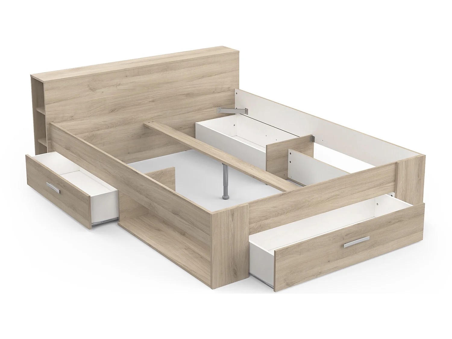 Lit adulte coloris chêne kronberg - longueur 169 x profondeur 226 x hauteur 74 cm