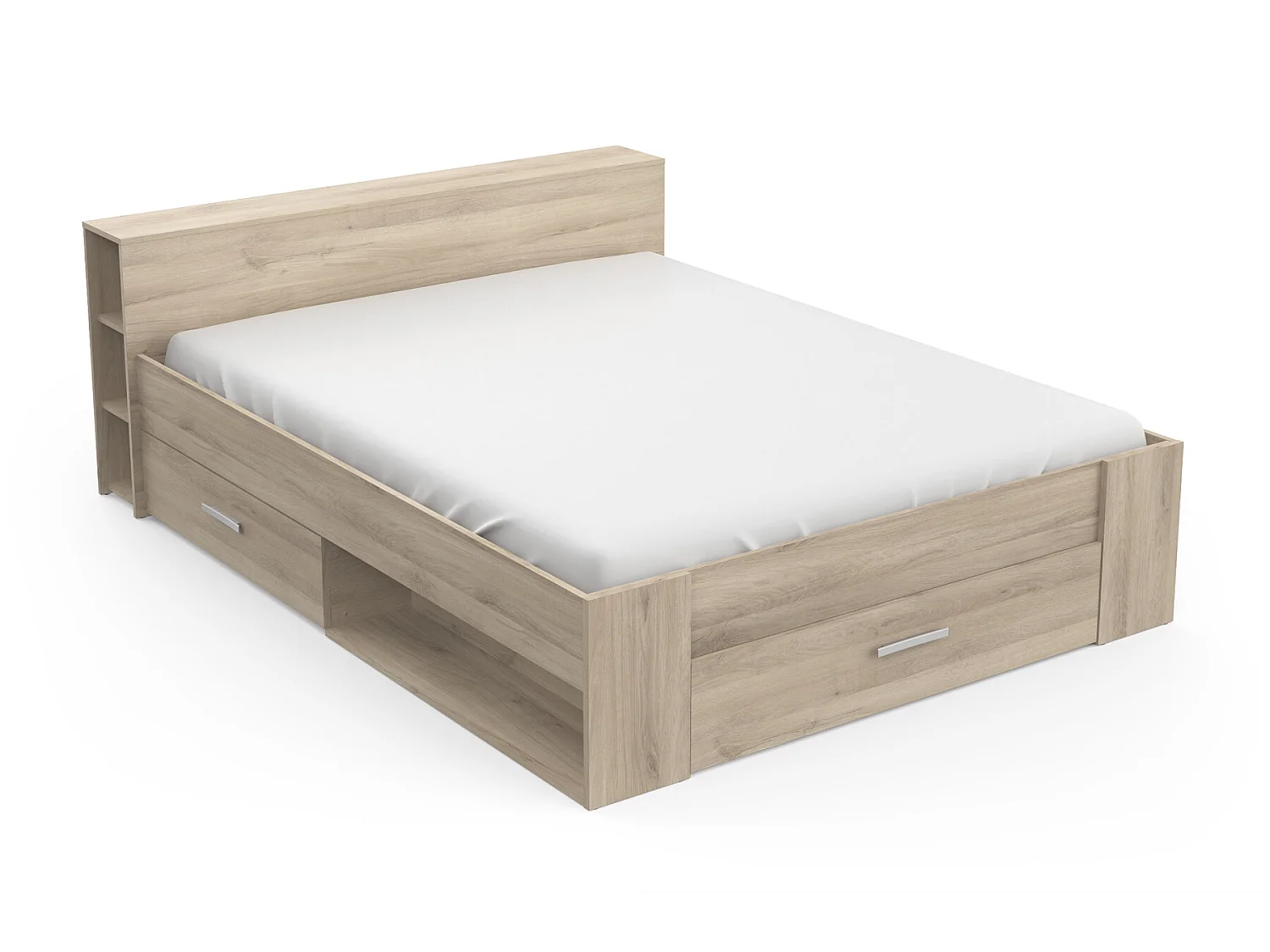 Lit adulte coloris chêne kronberg - longueur 169 x profondeur 226 x hauteur 74 cm