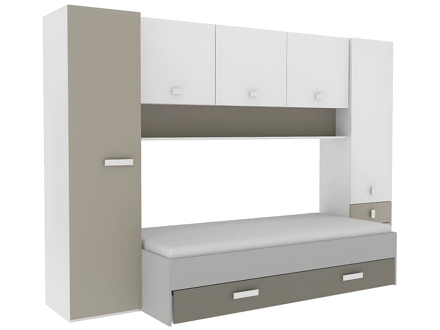 Lit simple enfant coloris blanc mat - 94 x 42,3 x 203 cm