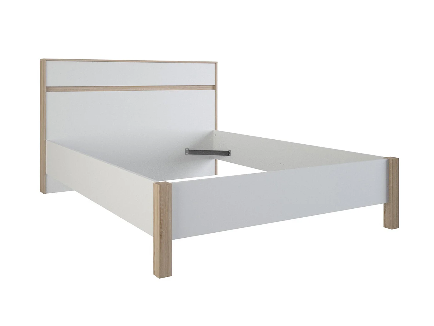 Lit en 140x190 "SELENA" chene brossé / blanc -Dim: 147,9 x 98,2 x 206,7 cm