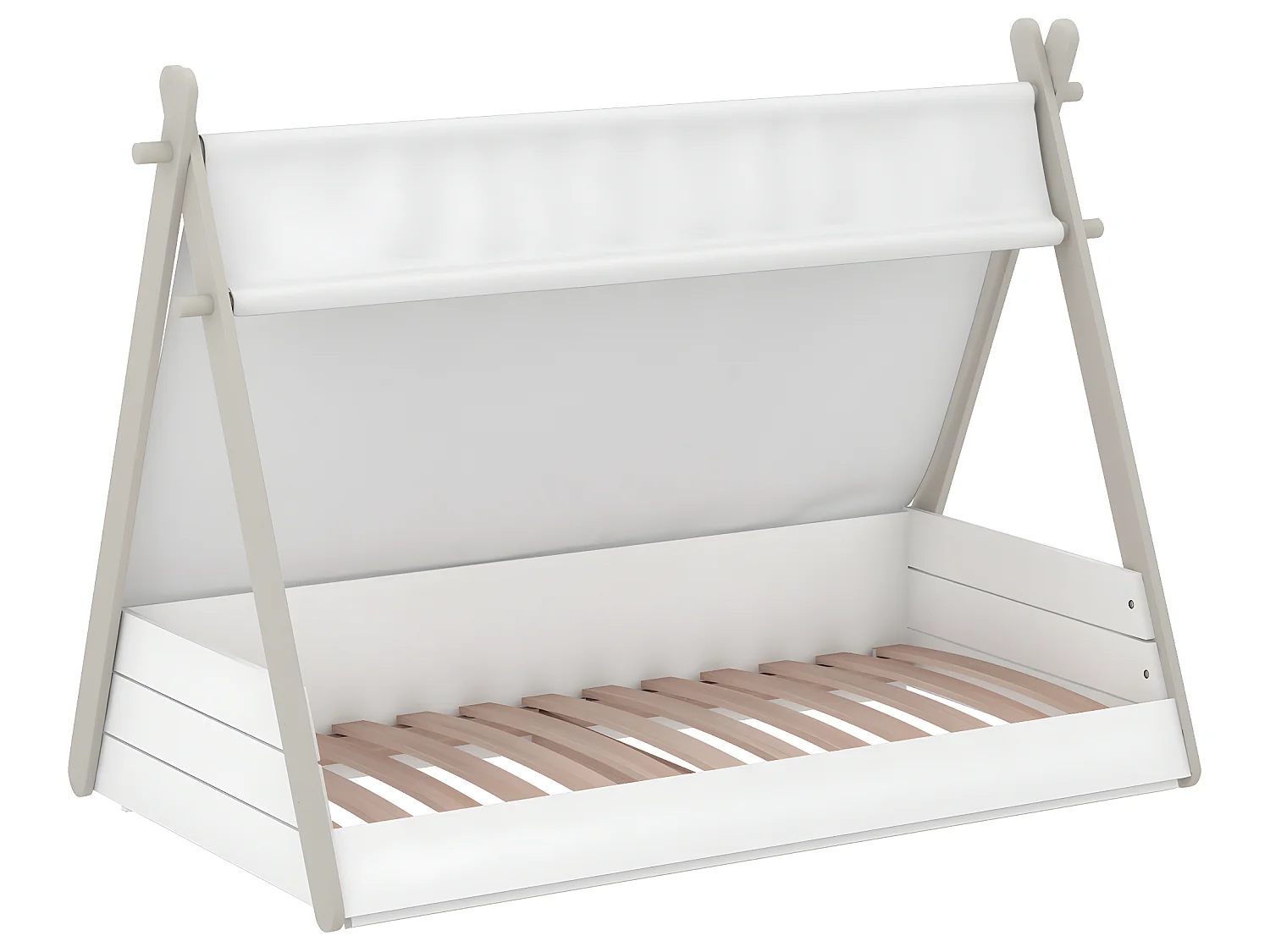 Lit enfant tipi , coloris blanc mat/beige - 95,6 x 107,7 x 159,5 cm