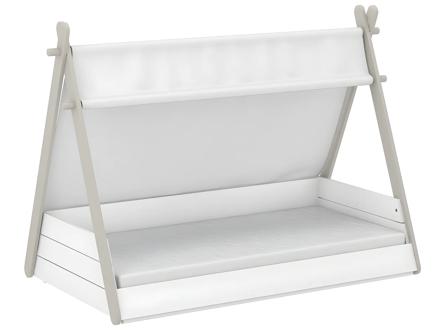 Lit enfant tipi , coloris blanc mat/beige - 95,6 x 107,7 x 159,5 cm