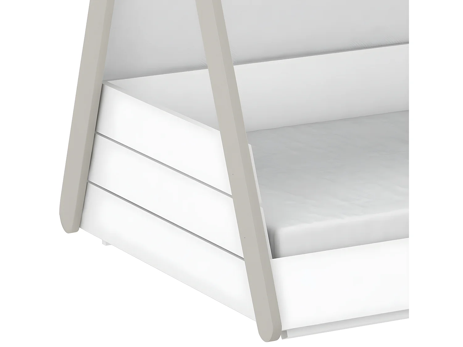 Lit enfant tipi , coloris blanc mat/beige - 95,6 x 107,7 x 159,5 cm