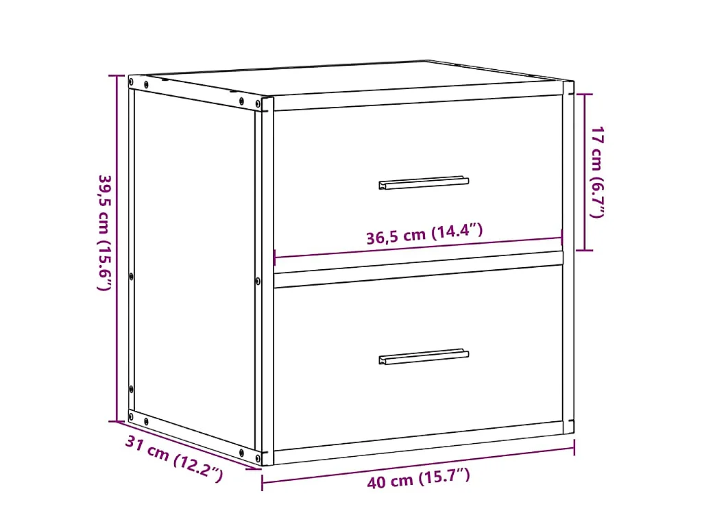 Table de chevet murale Chêne fumé 40x31x39,5 cm