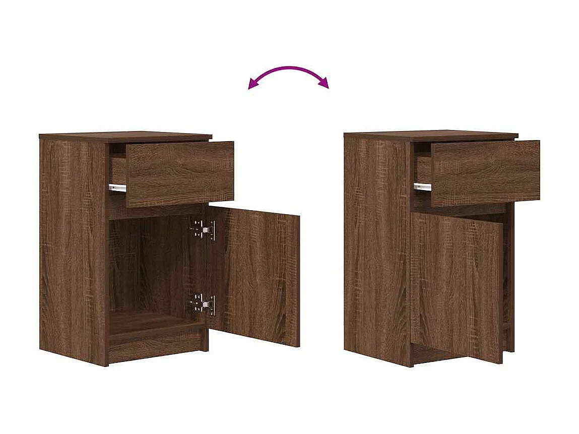 Nachtkastjes 2 st 39x35x65 cm bewerkt hout bruin eikenkleur