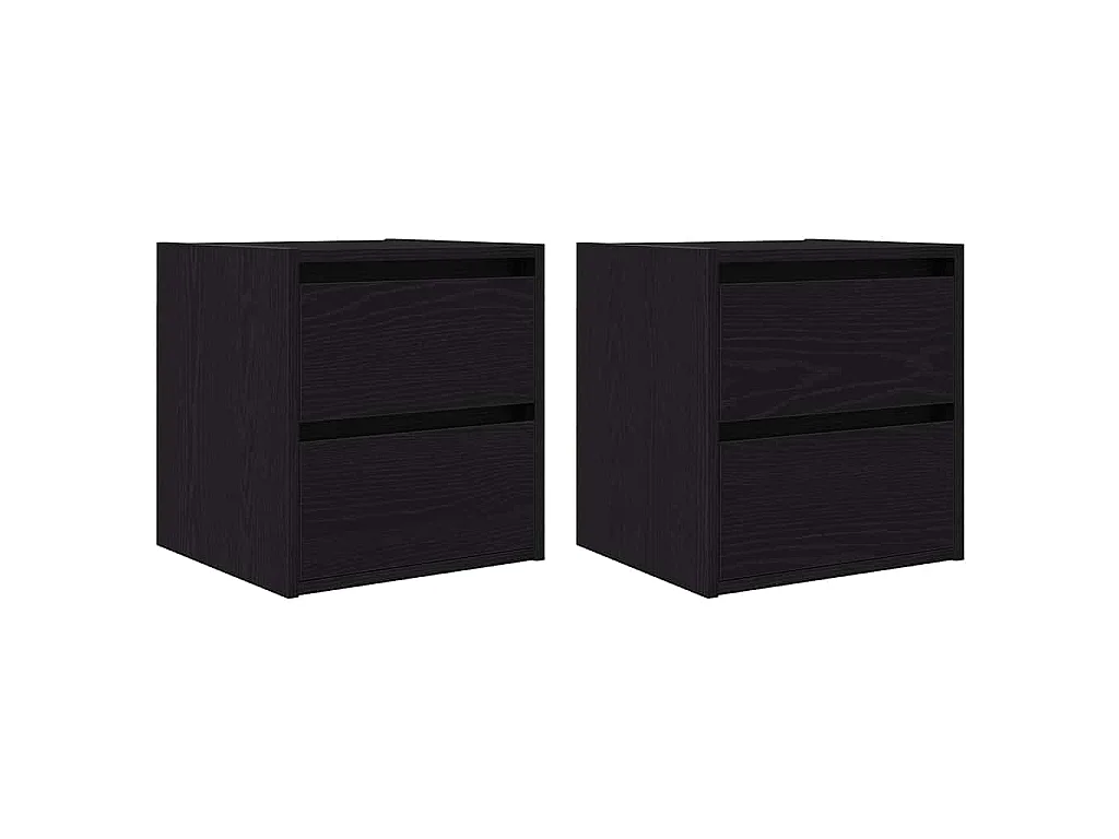 Comodini a Muro 2 pz Rovere Nero 38x34x40 cm