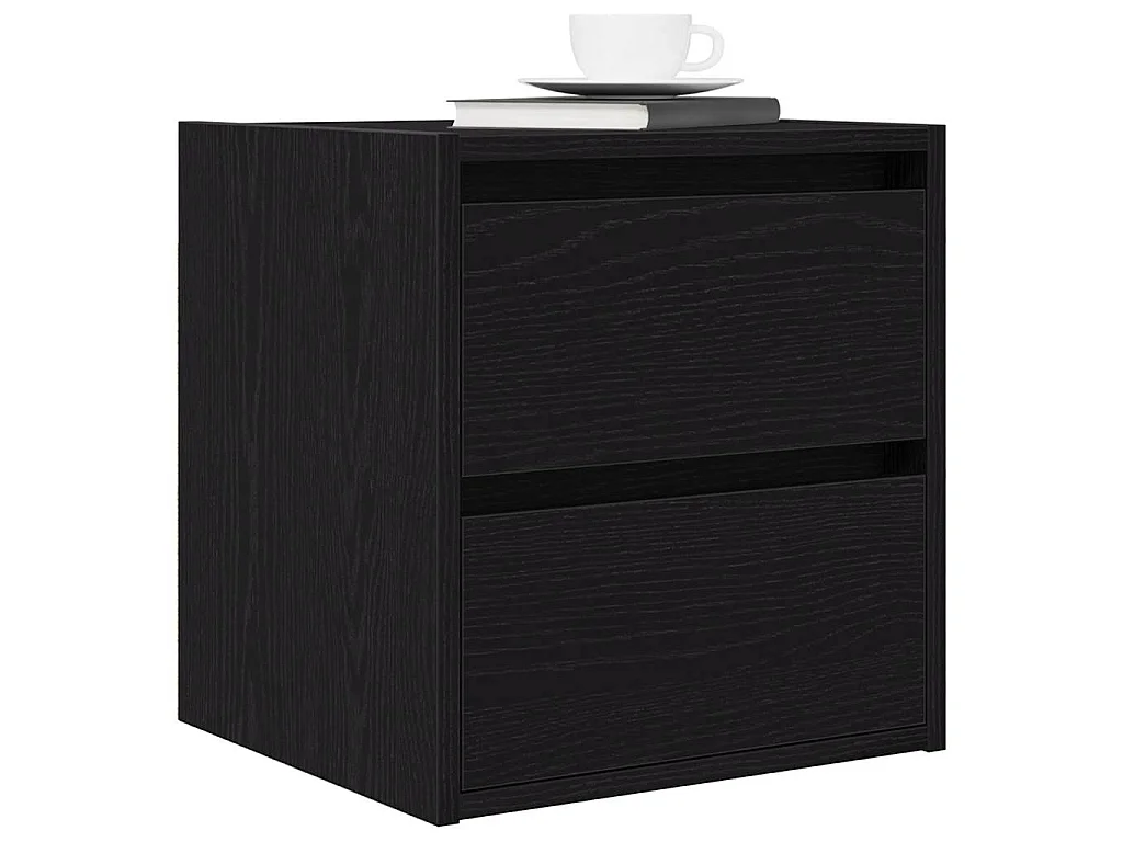 Comodini a Muro 2 pz Rovere Nero 38x34x40 cm