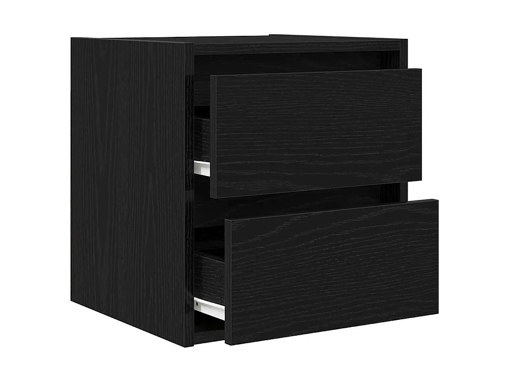 Comodini a Muro 2 pz Rovere Nero 38x34x40 cm