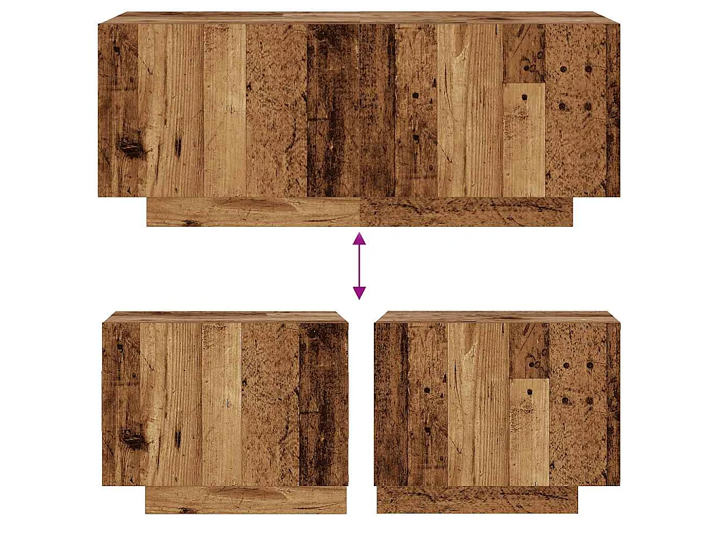 Mesita de noche madera contrachapada madera vieja 100x35x40 cm