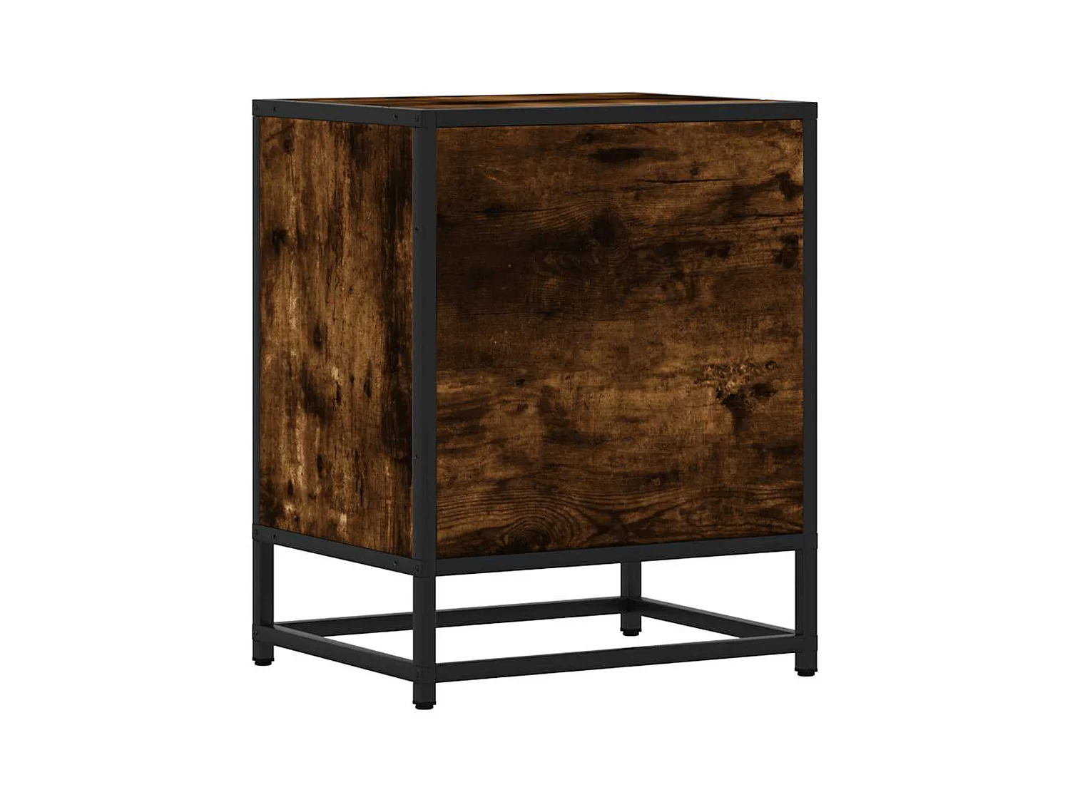 Table de chevet chêne fumé 40x31x50 cm bois d'ingénierie métal