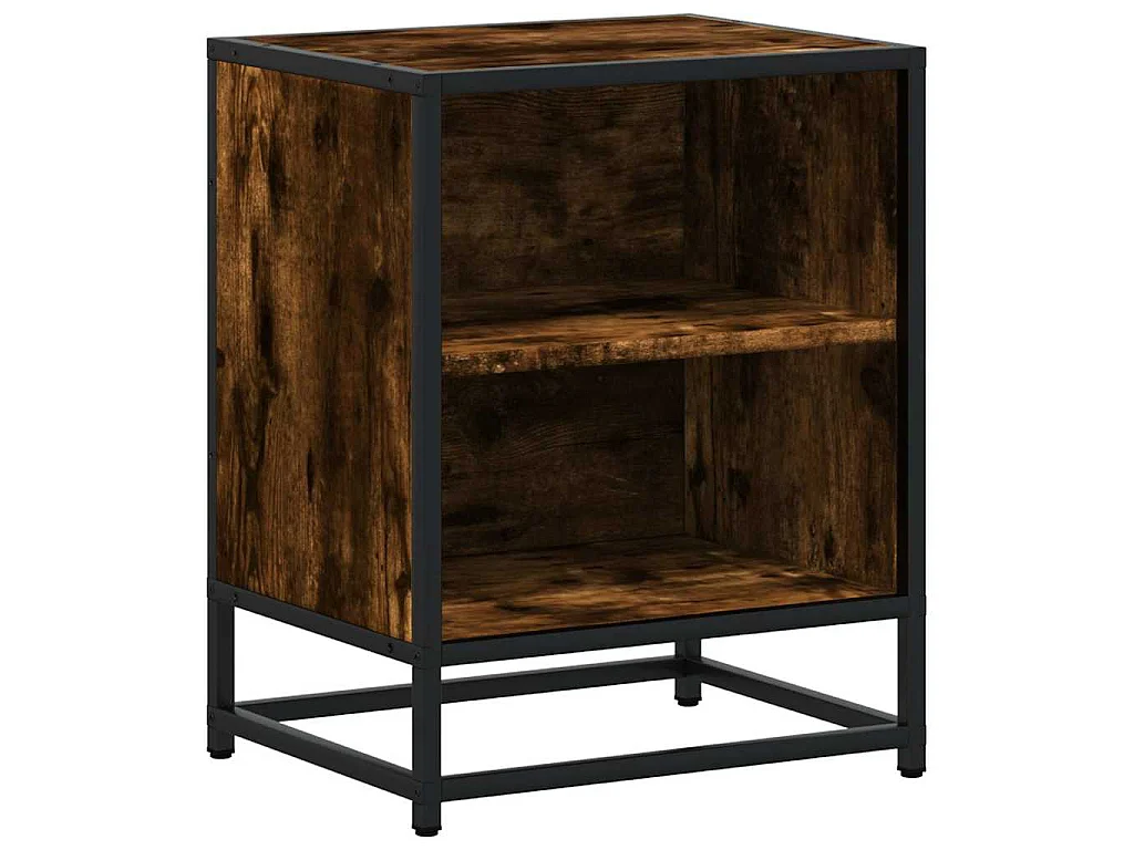 Mesa de cabeceira em carvalho fumado 40x31x50cm madeira e metal