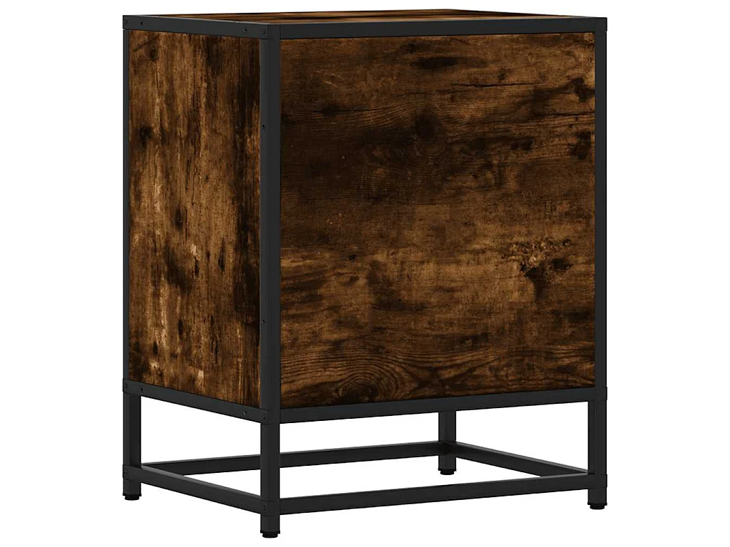 Mesa de cabeceira em carvalho fumado 40x31x50cm madeira e metal