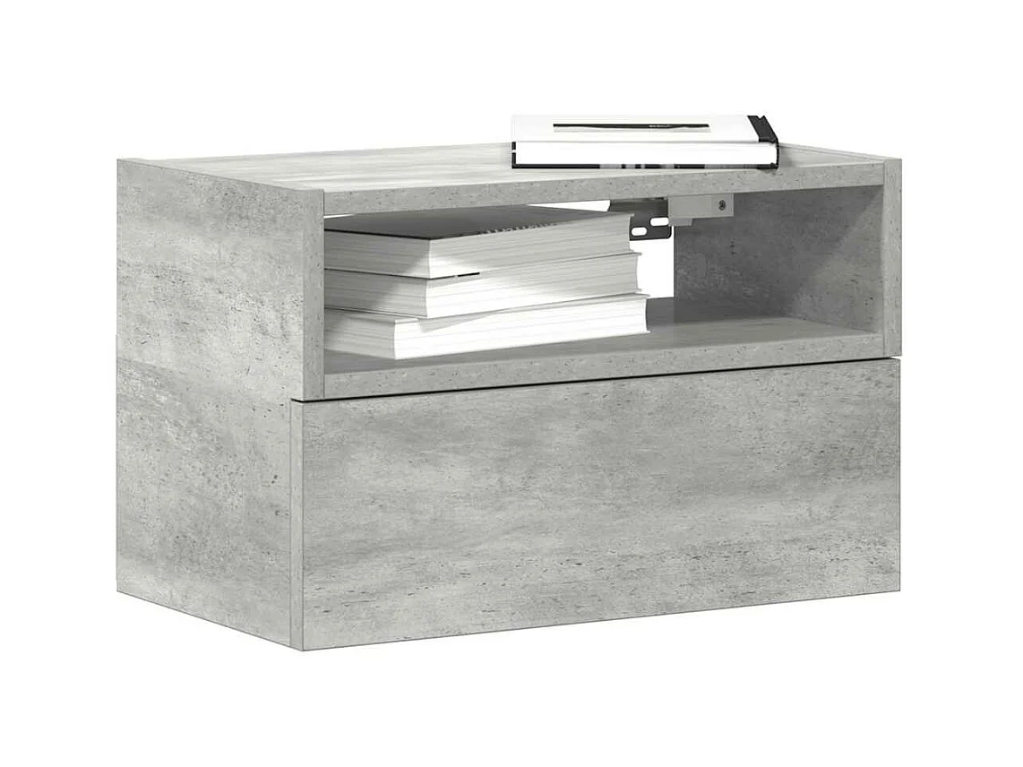 Table de chevet murale gris béton 45x26x28,5 cm