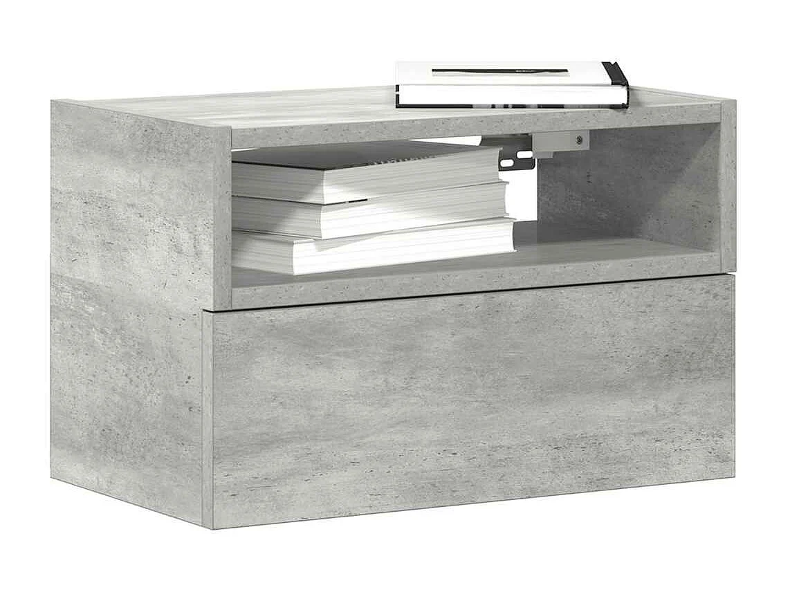 Table de chevet murale gris béton 45x26x28,5 cm