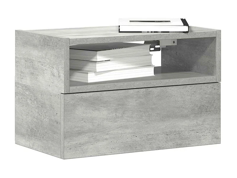 Table de chevet murale gris béton 45x26x28,5 cm