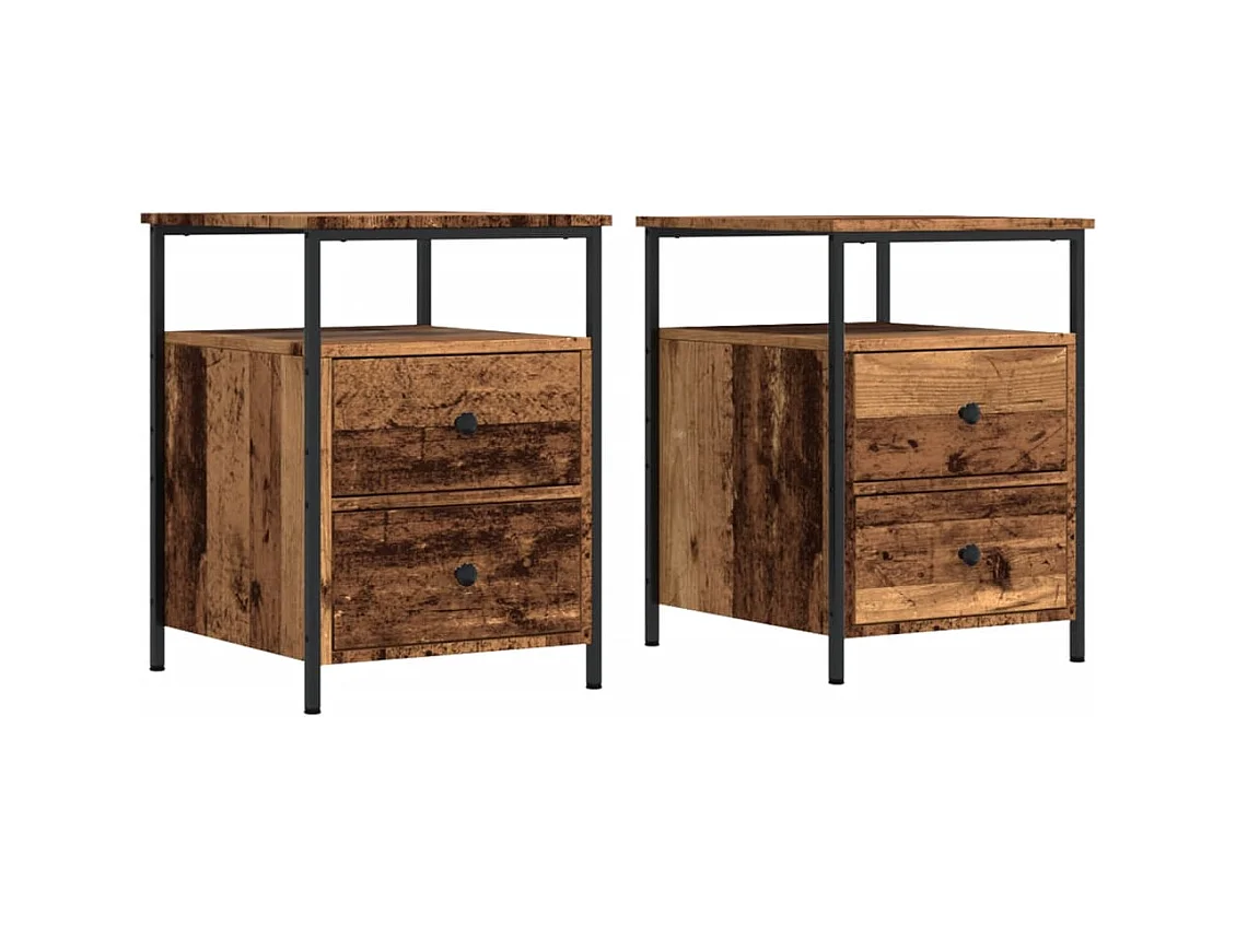 Tables de chevet 2 pcs vieux bois 44x45x60 cm bois d'ingénierie