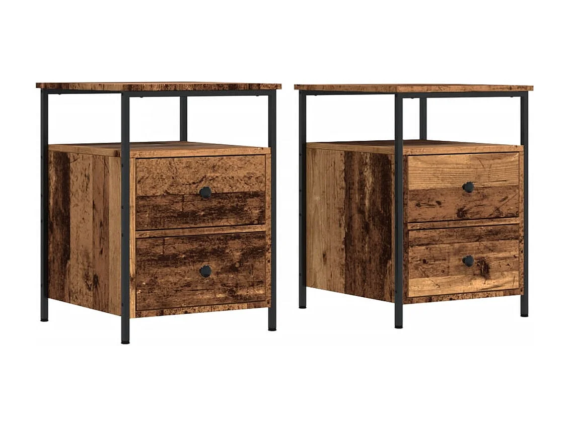 Tables de chevet 2 pcs vieux bois 44x45x60 cm bois d'ingénierie