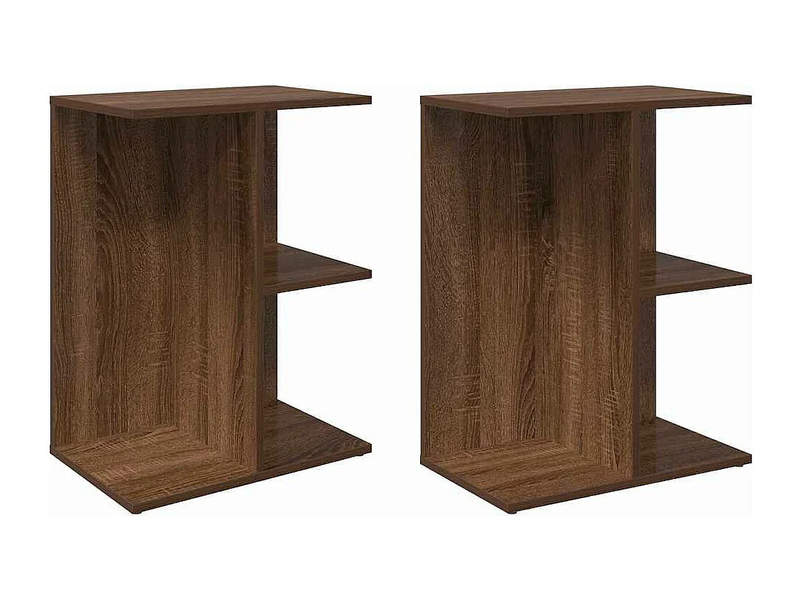 Nachttische 2 Stk. Braun Eichen-Optik 46,5x29x61 Holzwerkstoff