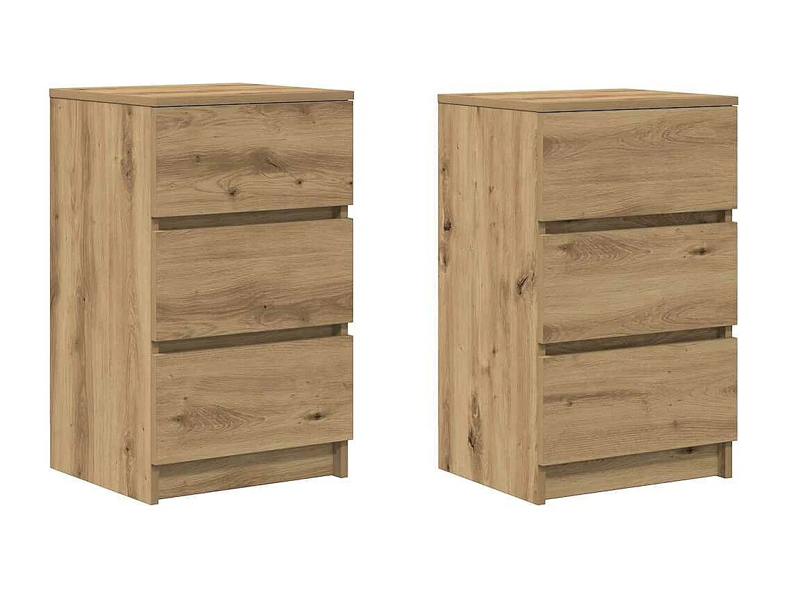 Tables de chevet 3 tiroirs 2 pcs chêne artisanal 39x35x65 cm