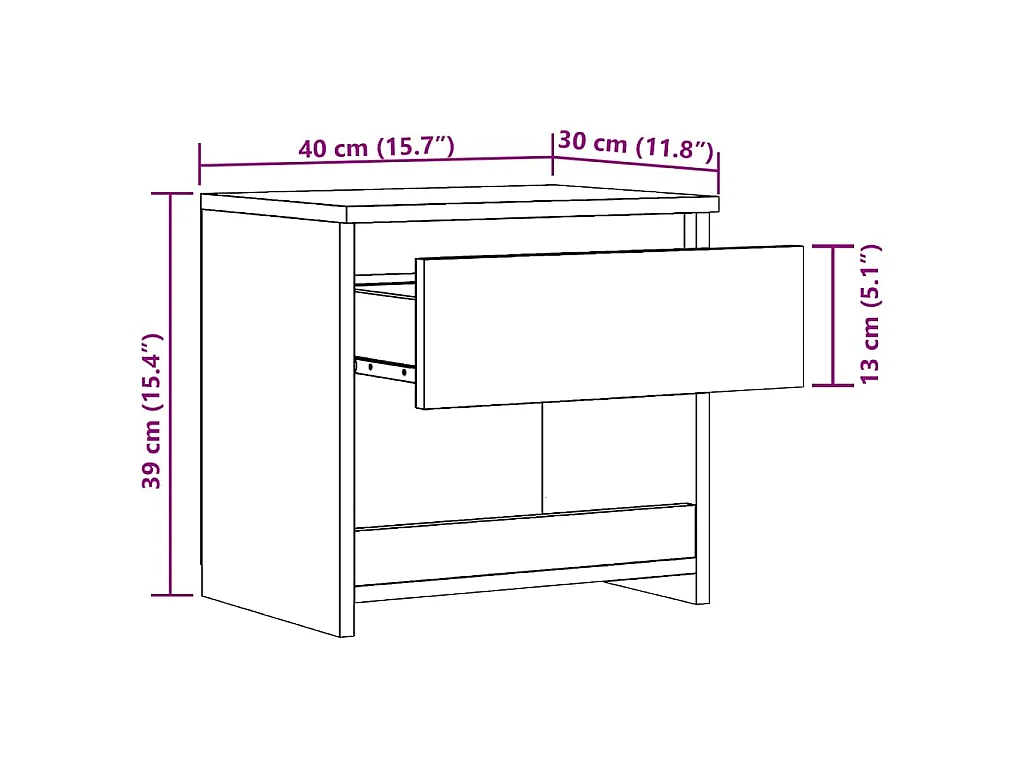 Nachttisch Artisan-Eiche 40x30x39 cm Holzwerkstoff